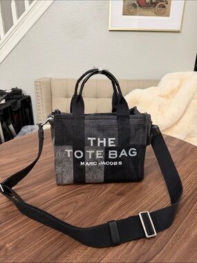 Marc Jacobs Black Canvas 'The Tote Bag' Mini Crossbody